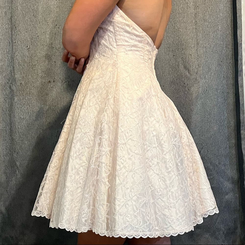 Baby Pink Vintage Lace Halter Dress - Picture 3 of 15